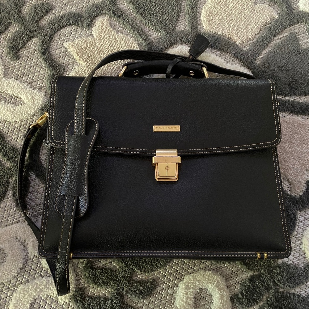 BROOKS BROTHERS Dark Brown Leather Classic BRIEFCA